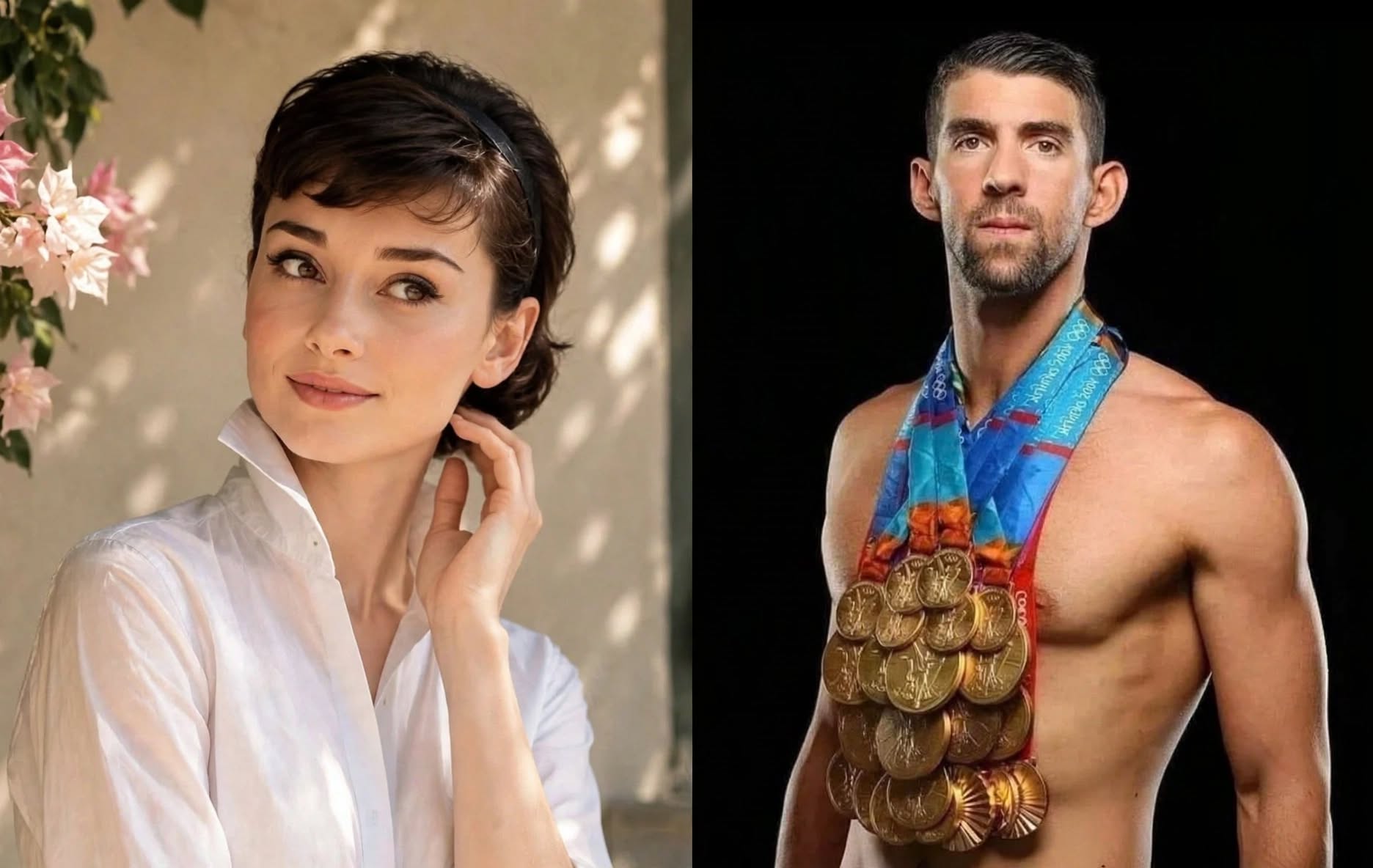 Audrey Hepburn and Michael Phelps